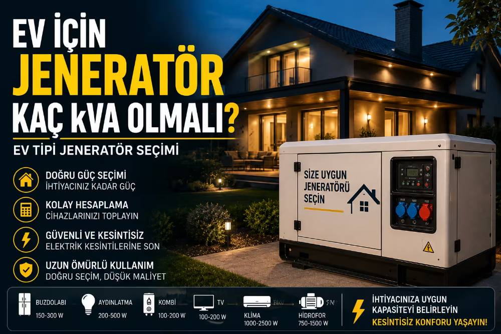 Ev İçin Jeneratör Kaç kVA Olmalı? Ev Tipi Jeneratör Seçimi