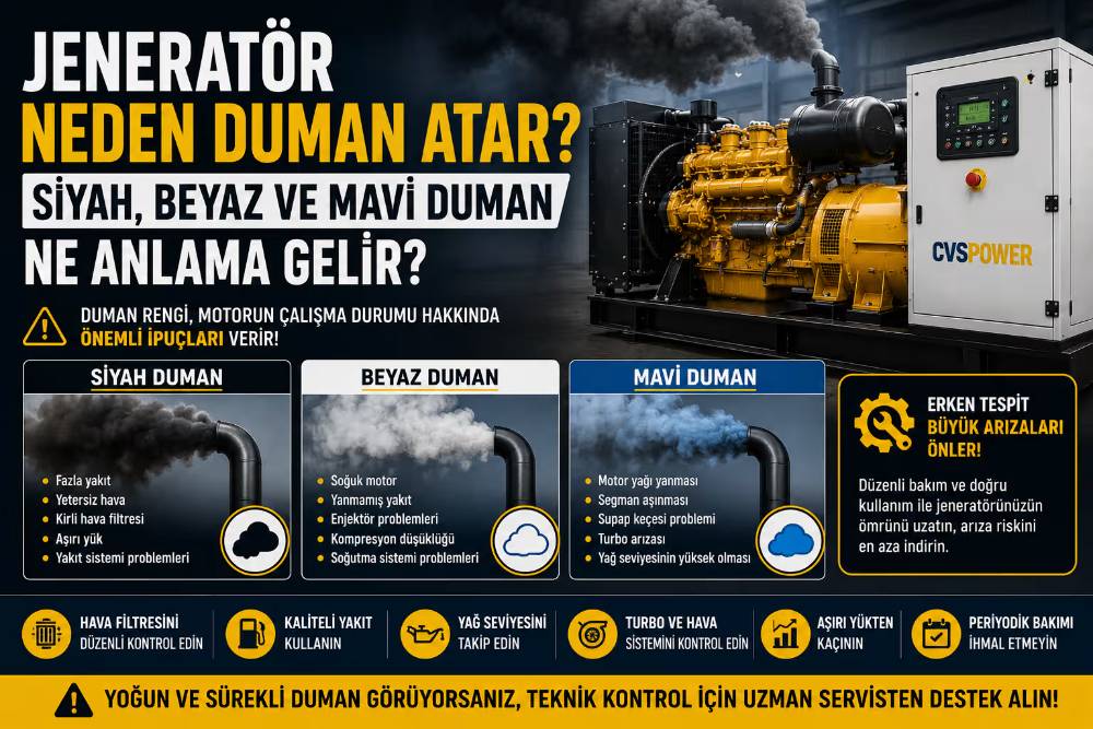 Jeneratör Neden Siyah Duman Atar? Beyaz ve Mavi Duman Ne Anlama Gelir?