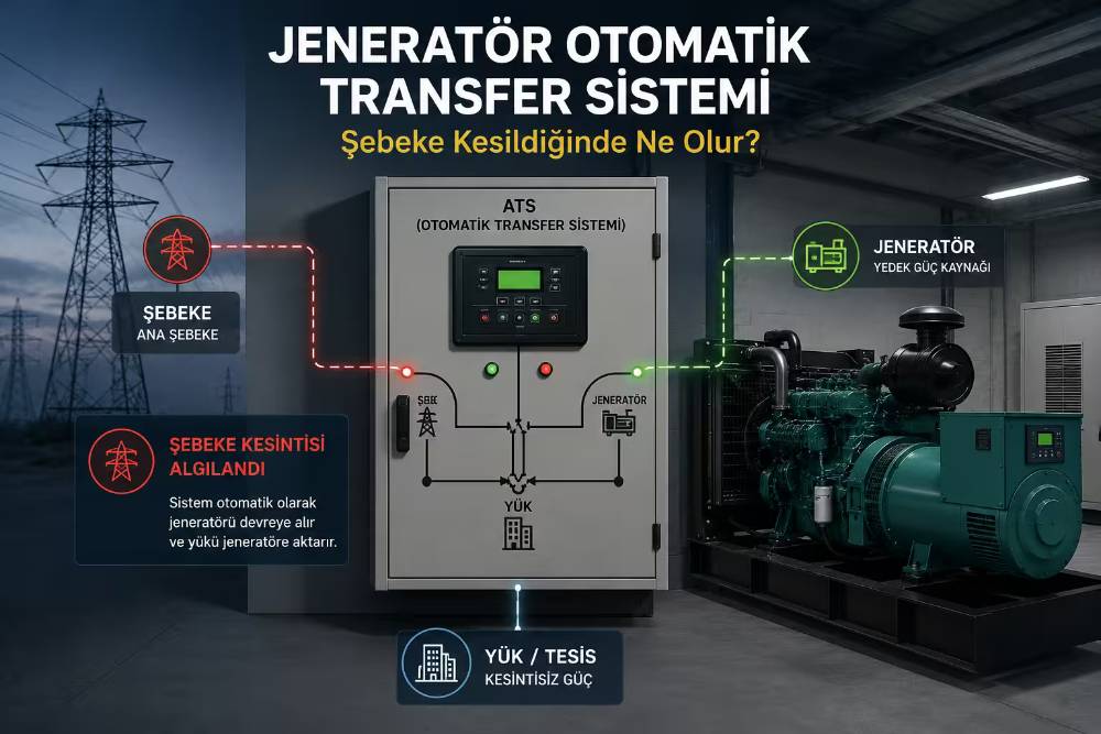 Jeneratör Otomatik Transfer Sistemi Nasıl Çalışır? Şebeke Kesildiğinde Ne Olur?