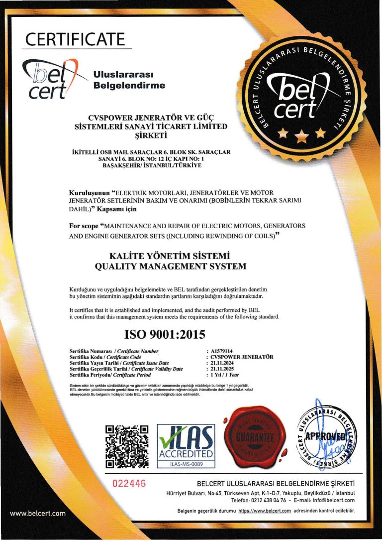 ISO 9001:2015 Kalite Yönetim Sistemi Sertifikası