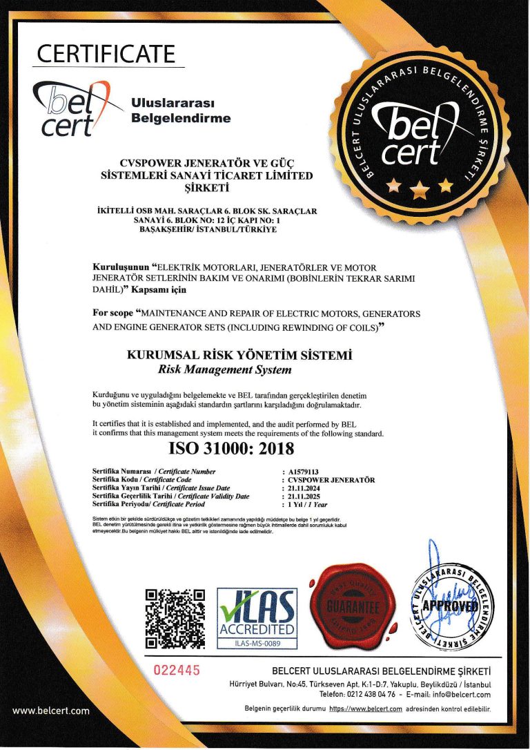 ISO 31000:2018 Kurumsal Risk Yönetim Sistemi Sertifikası